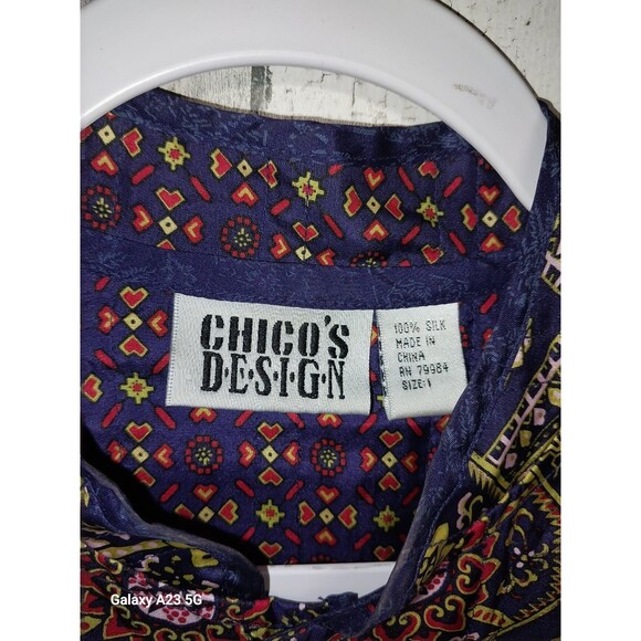 Chicos Jacket Womens Size 1 Medium 100% Silk Asian Collar - Picture 4 of 6